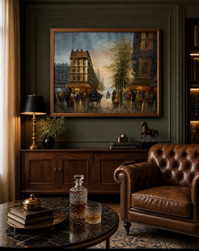 Vintage oil canvas - canvas, –