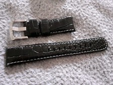 22mm steel black leather - 22mm,