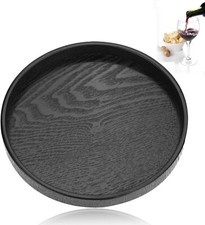 Black Round Serving Tray 30cm Small Wooden Tray Snack Food Meals Tea Trays Servi