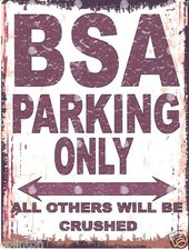BSA  METAL PARKING SIGN RETRO