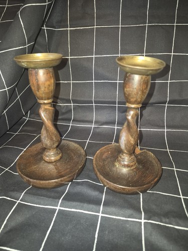 Antique candle holder wood - antique,
