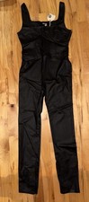 Free People Seroya XL Faux Black Leather Viper Coated Jump Catsuit $398 NWT