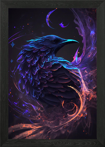 Galaxy raven crow bird framed - galaxy,