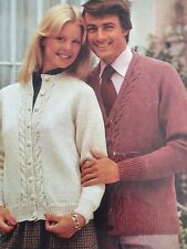 KNITTING PATTERN Ladies/Mens Aran Cable Cardigan Round/V neck  34 - 44" (339)