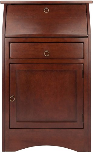 Walnut brown wooden secretary - walnut,