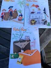 3 Peter Pan Knitting Patterns 1267 1268 1270 Pirate Set, Finger Puppets Bags Owl