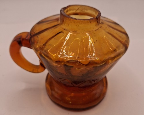 Vintage deep amber glass whale - deep,