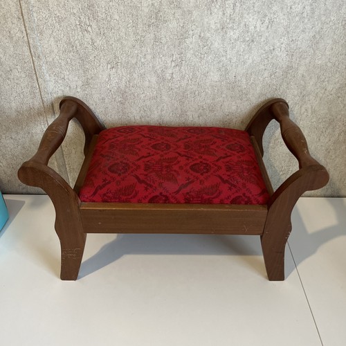 Vintage footstool ottoman red - footstool,