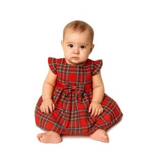 Girls Red Tartan Pinafore