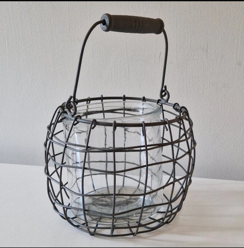 Grey wired basket glass - wired,