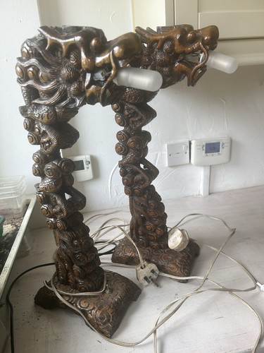 Pair antique chinese - chinese, carved