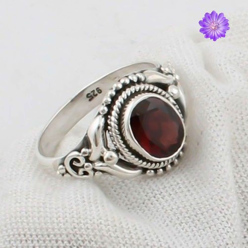 Red garnet gemstone - garnet, 925