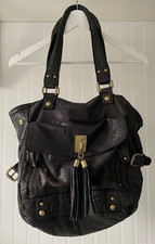 Dune real leather black bag large size brass fittings details luxury