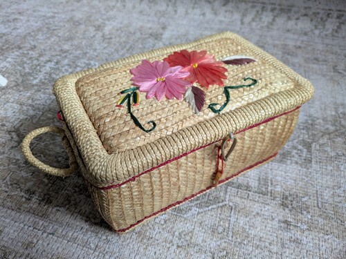 Vintage straw with raffia - with,