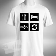 Eat Sleep Window Clean Repeat Mens T-shirt Funny Ladder work wear chamois bucket