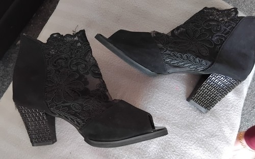 Black peep toe - ankle, boots