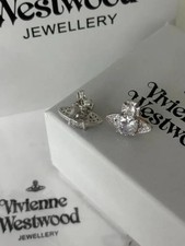 Vivienne Westwood Earrings Silver CrystalOrb Stud Earrings Gift Box Collection