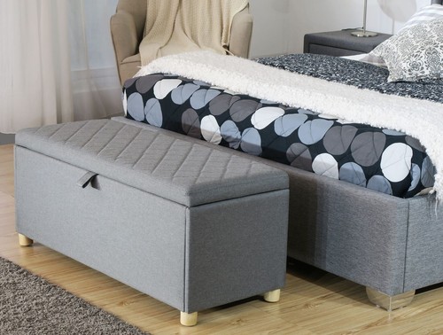Grey fabric ottoman storage - fabric,