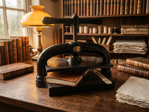 Antique cast iron book press - iron,