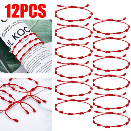 12pc lucky red - string, bracelet