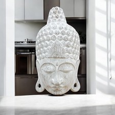 Wooden Buddha Head Mask Home Wall Decoration 50cm Christmas Gift Zen Yoga
