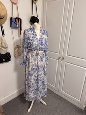 Zara blue Floral Satin Midi