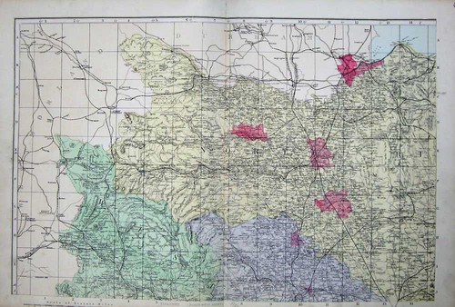 Old antique print bacon map - print,