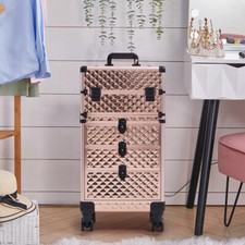 Rolling Makeup Train Case Travel Beauty Trolley Cosmetic Box Nail Hairdressing