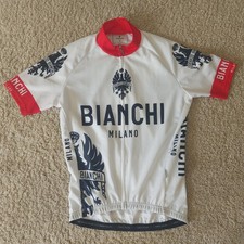 Bianchi Cycling Jersey Shirt Mens White Red Size Medium