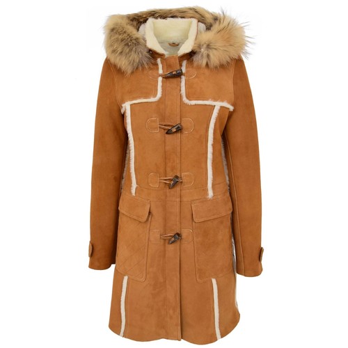 Womens sheepskin duffle hooded - sheepskin,