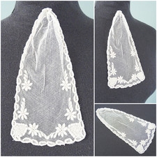 Vintage Lace Jabot 1930s Cream Embroidered Net Collar Blouse Shirt 30s