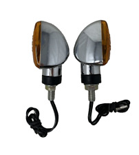 Motorcycle/Scooter Mini Spear Indicators Chrome Amber Lens Short Stem 1 Pair 8mm