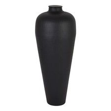 Matt Black Large (103 cm) or Small (41 cm) Hammered Vase Without Lid