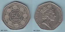Gibraltar 50p Pence 1988