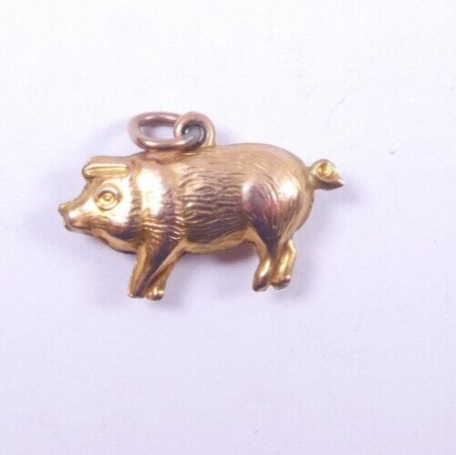 Antique pig charm carat - charm, gold