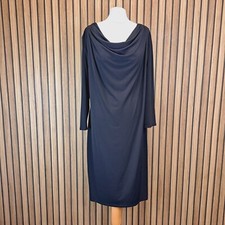 Evans Dress Black Cowl Neck UK 18 Below Knee Long Sleeve Stretch - New