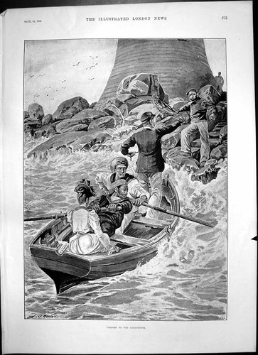 Old antique print visitors - old,