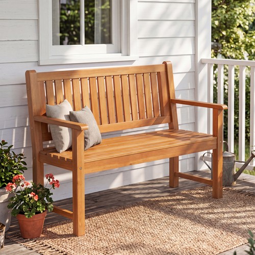 Seater outdoor wooden bench - 2-seater,