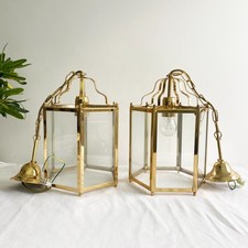 Vintage Brass Hexagon Glass