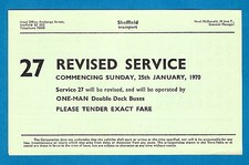 Bus Timetable Leaflet - Sheffield Transport: 27 City to Dyke Vale Rd - OMO: 1970