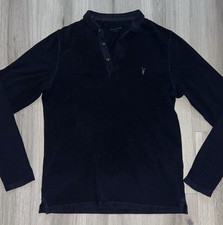 All saints navy long sleeve polo size medium