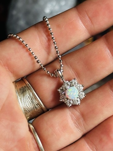 Tjc silver opal - and, pendant