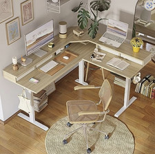 FEZIBO ‎L Shaped Standing Desk with 4 Drawers, Electric Motor