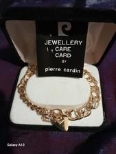Pierre Cardin P INITIAL heart padlock clasp charm oval link bracelet NEVER WORN