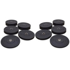 Jordan Fitness 150kg Olympic Black Rubber Bumper Plate Set - Commercial Gym