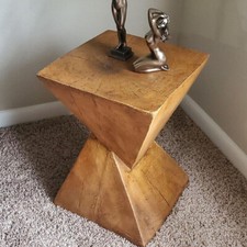 Z Shaped Side Table Square Top End Tables Twist Stool Garden Patio Bedroom Decor