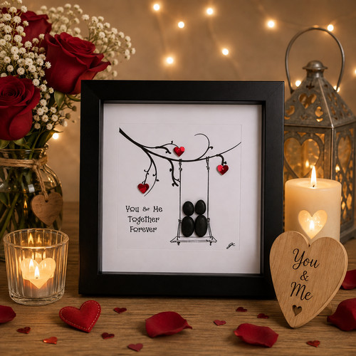 Couple pebble art picture - pebble,