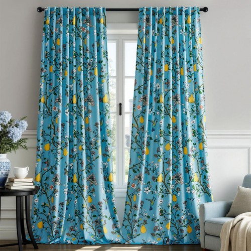 Light blue floral velvet - light,