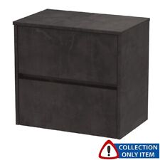 Hudson Reed Havana Metallic Slate 600 Wall Hung 2-Drawer Vanity Unit & Worktop