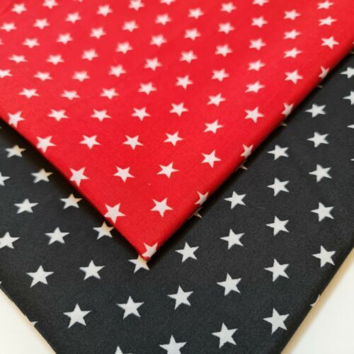 Stars black polycotton fabric - black,